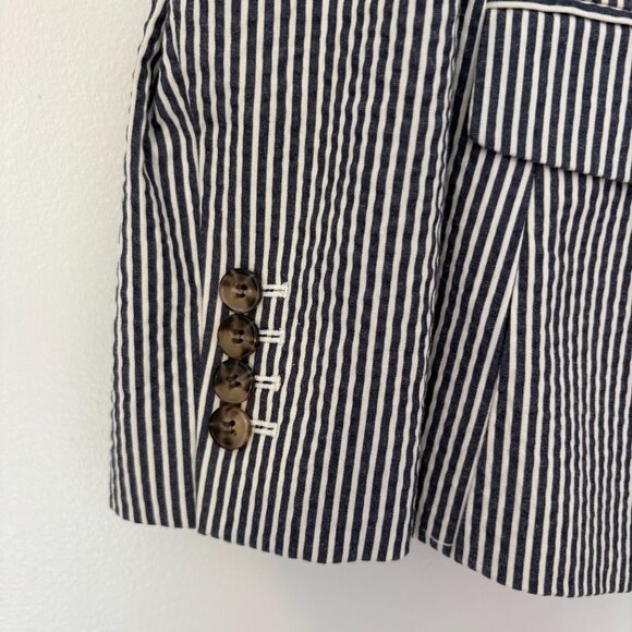 Ann Taylor Striped Blazer Jacket Blue White Nautical Size 8 - Picture 4 of 10